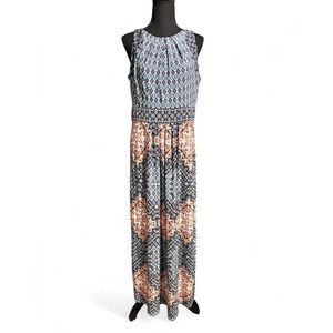 Wisp Womens 14P Elegant Geometric Print Maxi Dress Spring Airy Casual